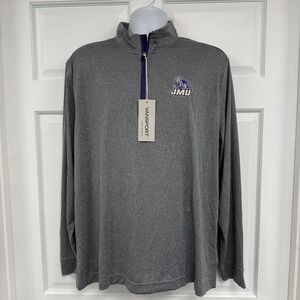 NWT James Madison Dukes 1/4 Zip Tech Pullover Performance Shirt Mens L Gray JMU